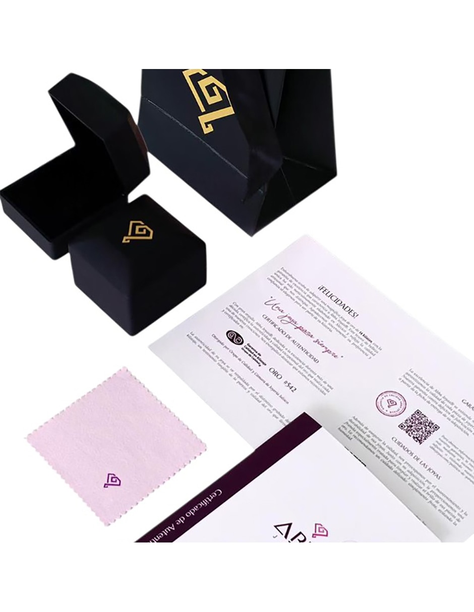 Anillo Abba Joyas 14 K de Oro Zirconia Brillante